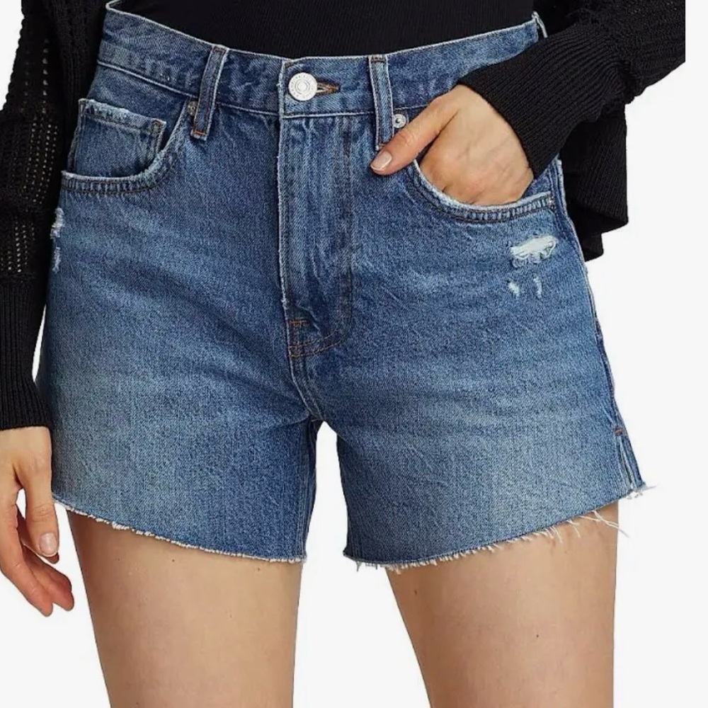 Frame Le Super High Waist Fray Denim Shorts